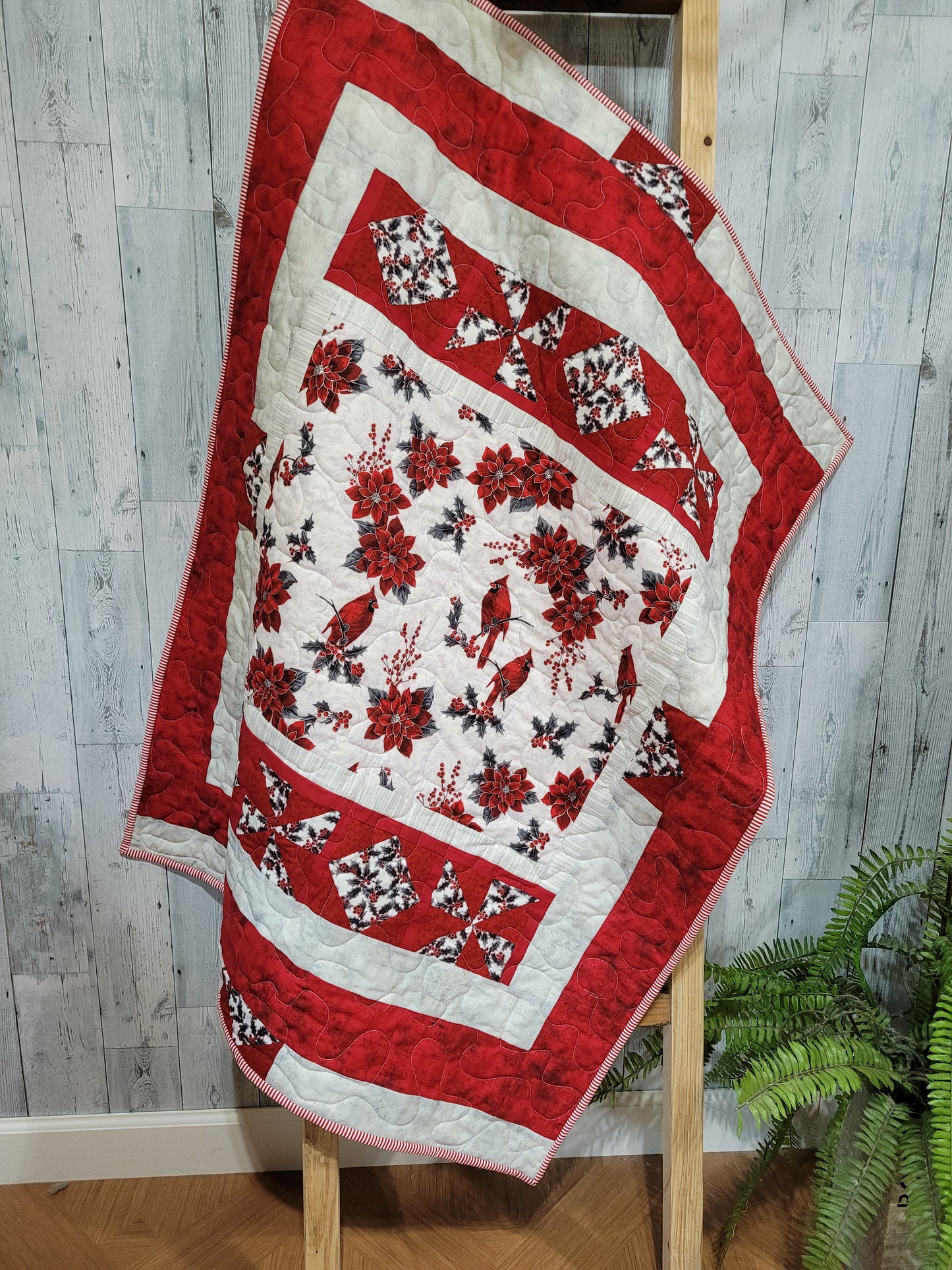 Christmas Cardinals Quilted Sofa Throw