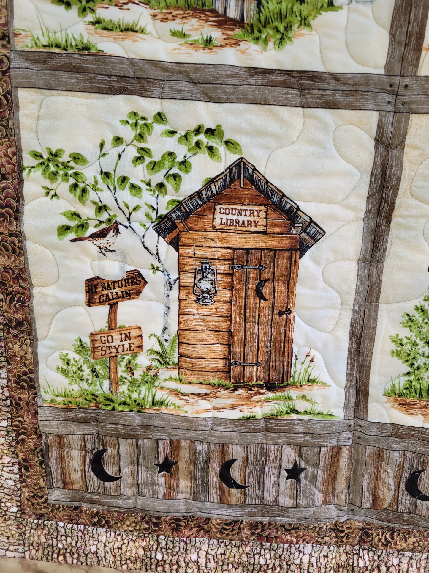 Outhouse Themed Quilted Sofa Throw