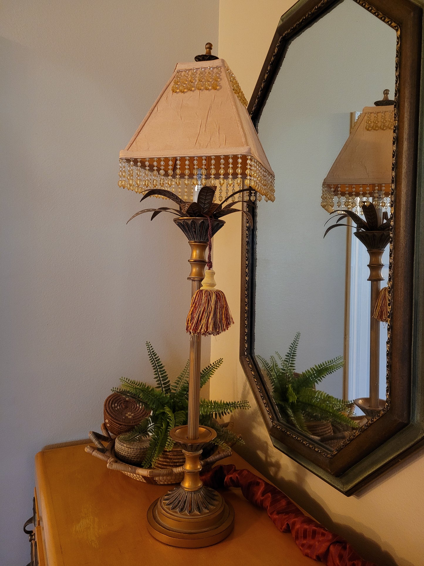 Candlestick Lamp with Metal Accents