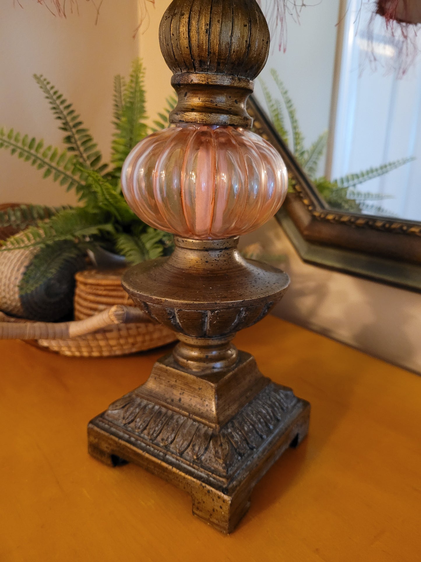 Vintage Lamp with Glass Orb Accent