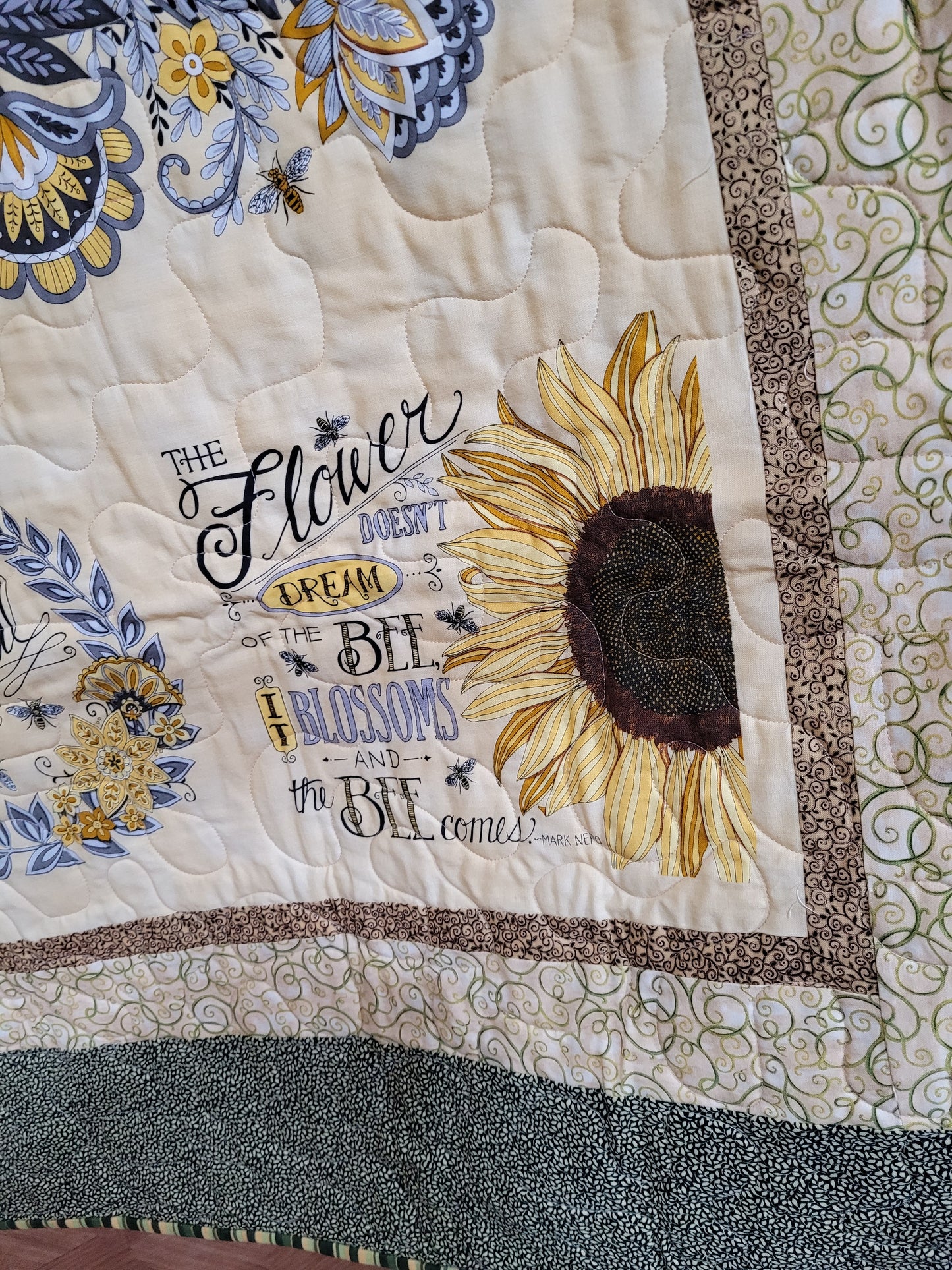 Handmade Bee Themed Quilted Throw Blanket