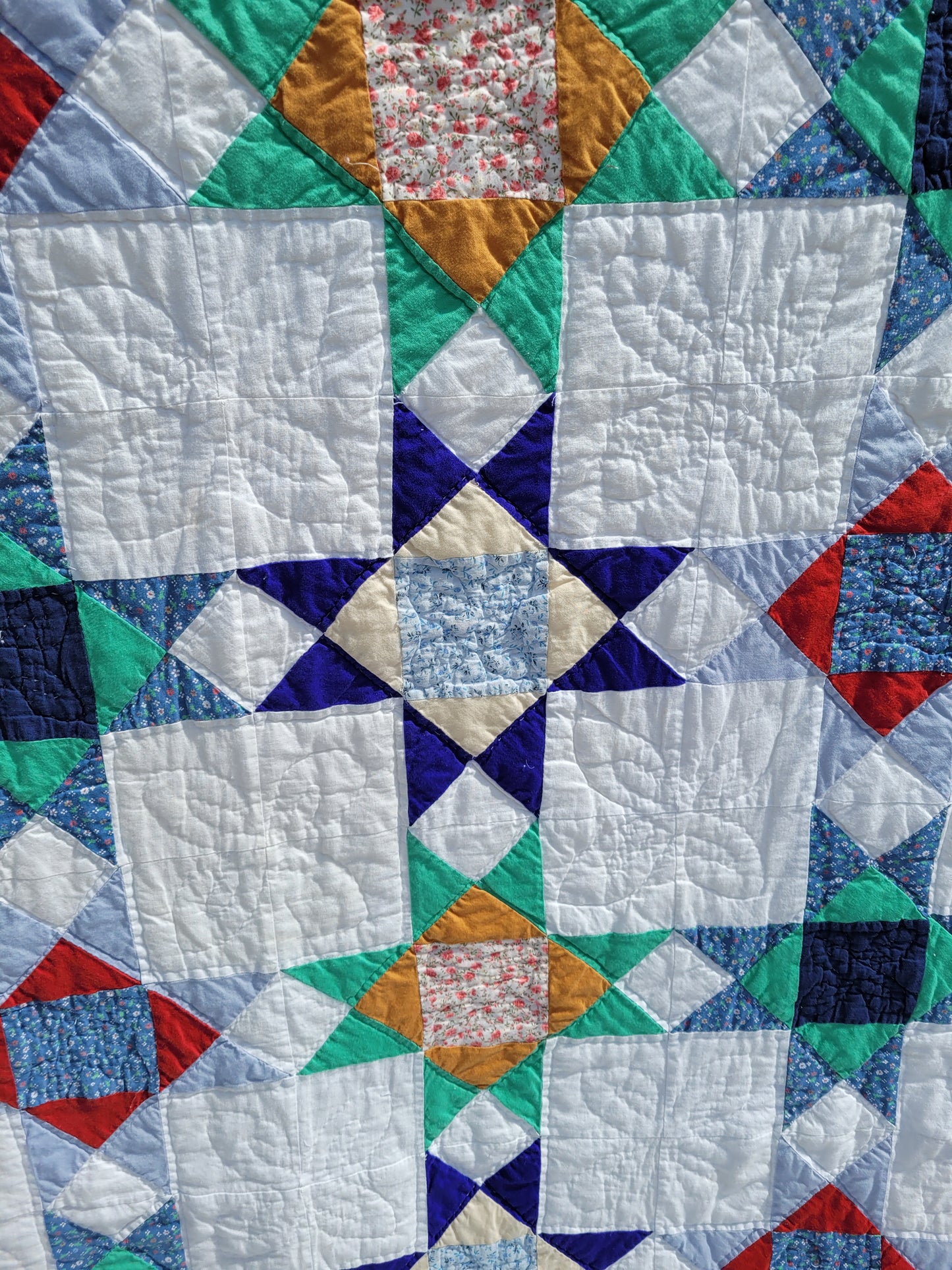 Vintage Hand-Quilted Star Quilt