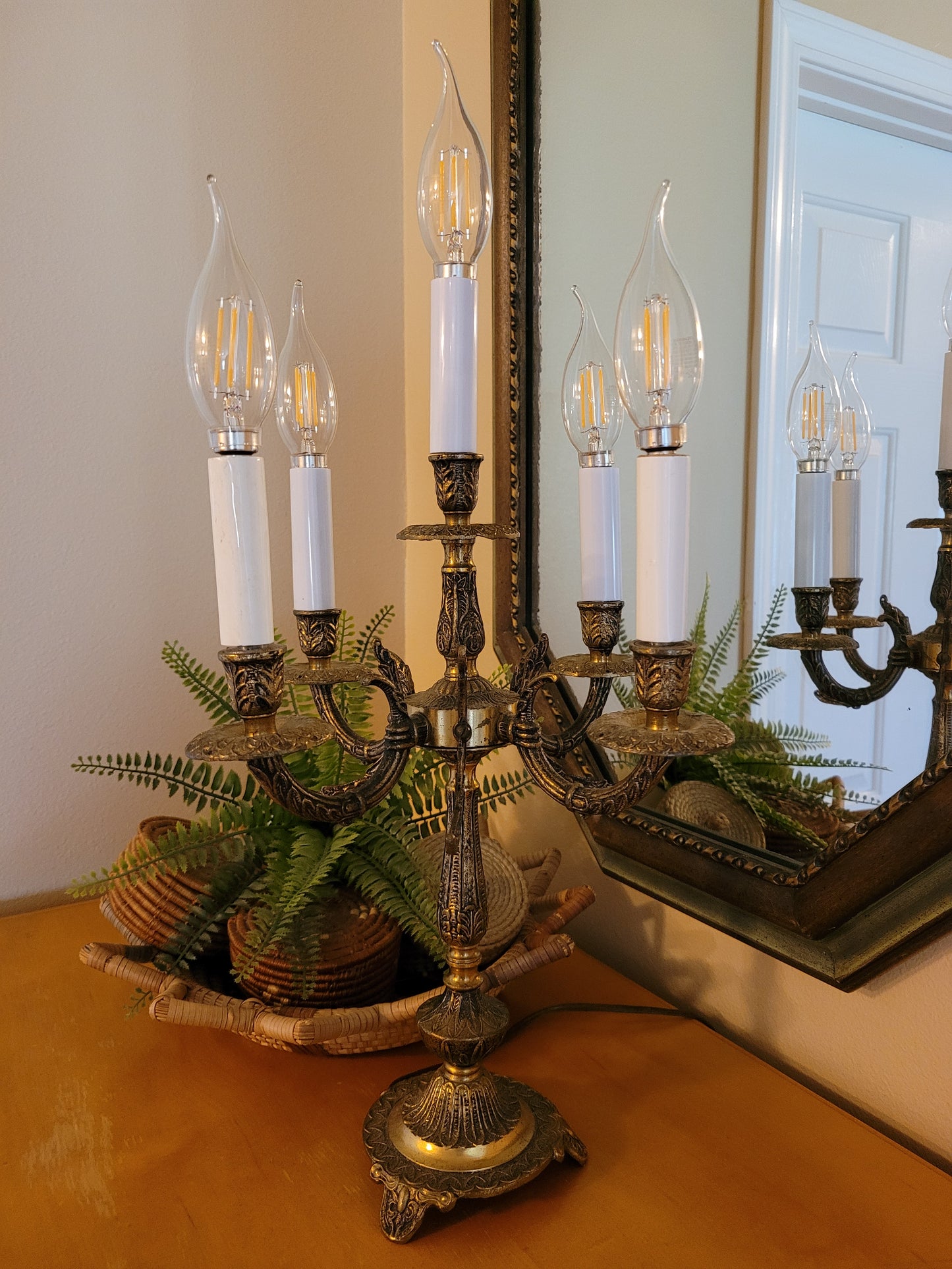 Vintage Brass Candelabra Lamp