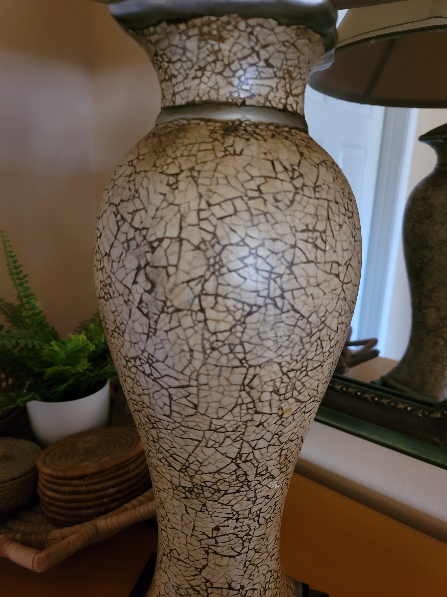 Vintage Table Lamp with Crackle Finish