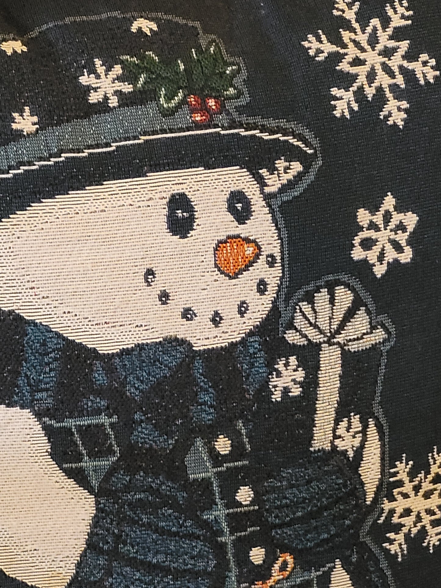 Vintage Tapestry Snowman Pillow