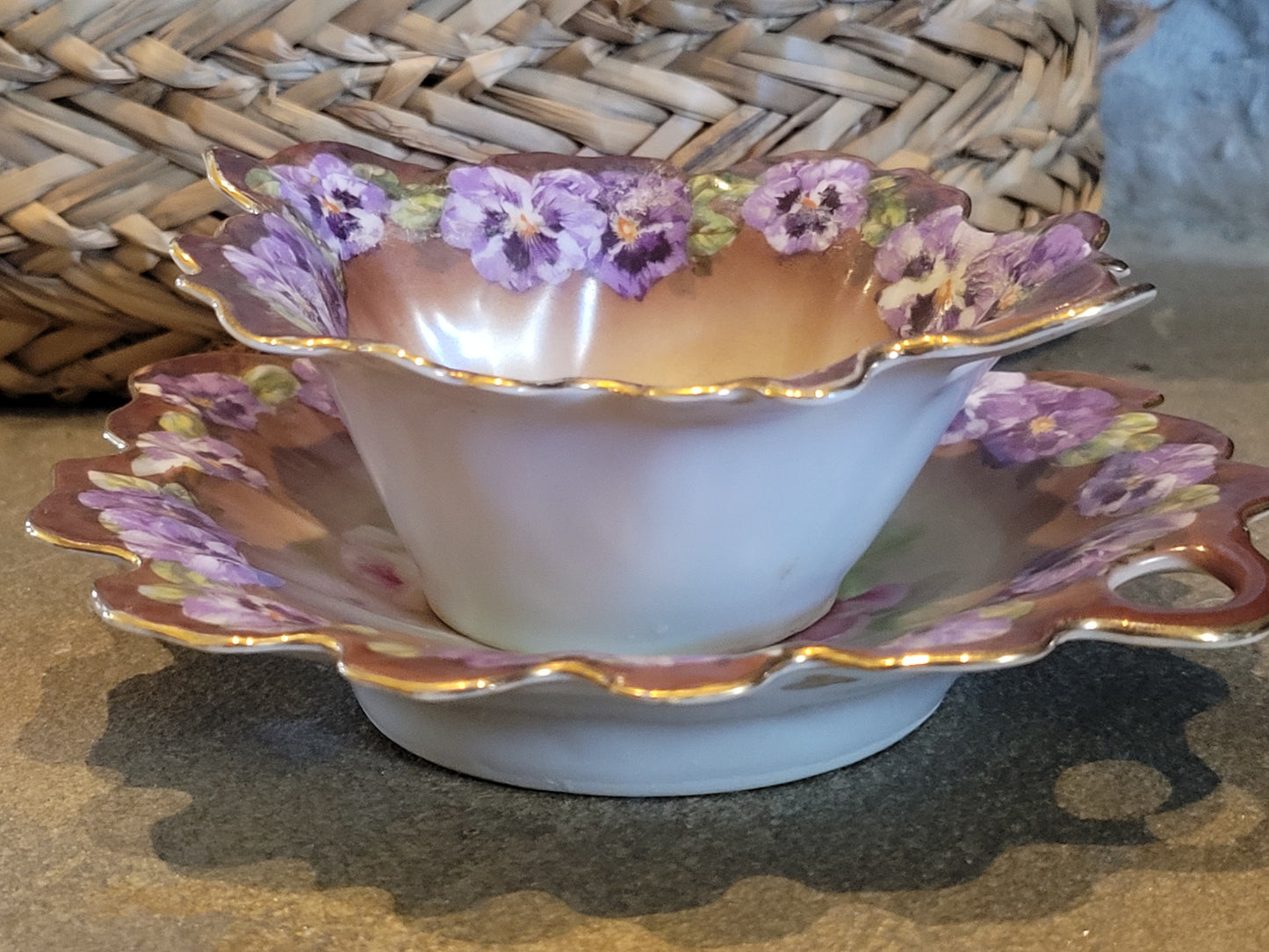 Antique Victoria Austria Sauce Nappy Bowl and Underplate