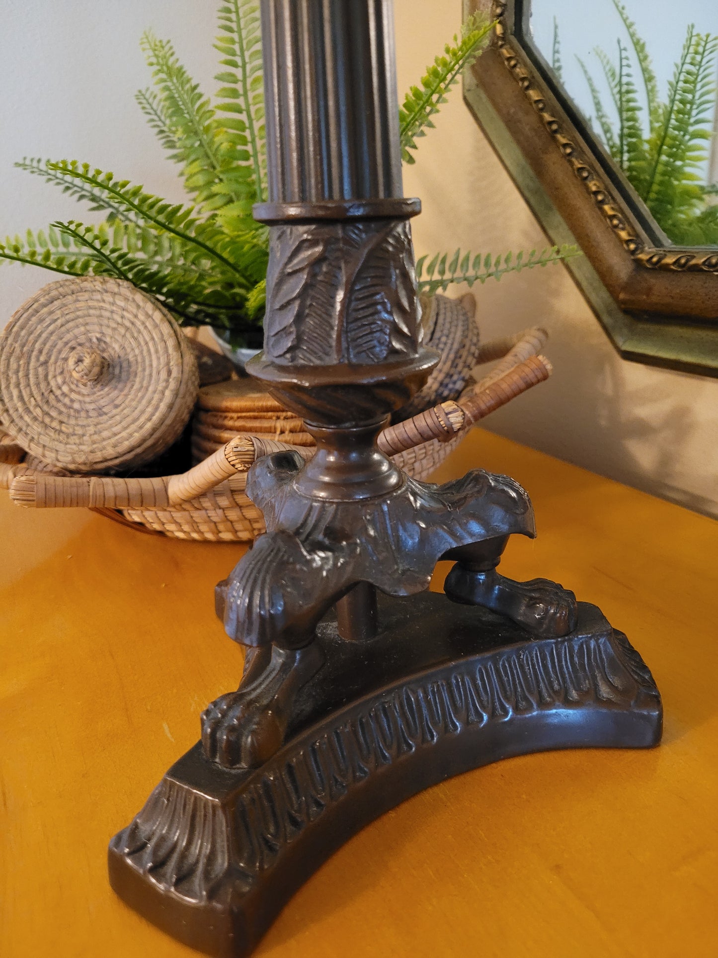 Vintage Cast Metal 3 Footed Pedestal Lamp