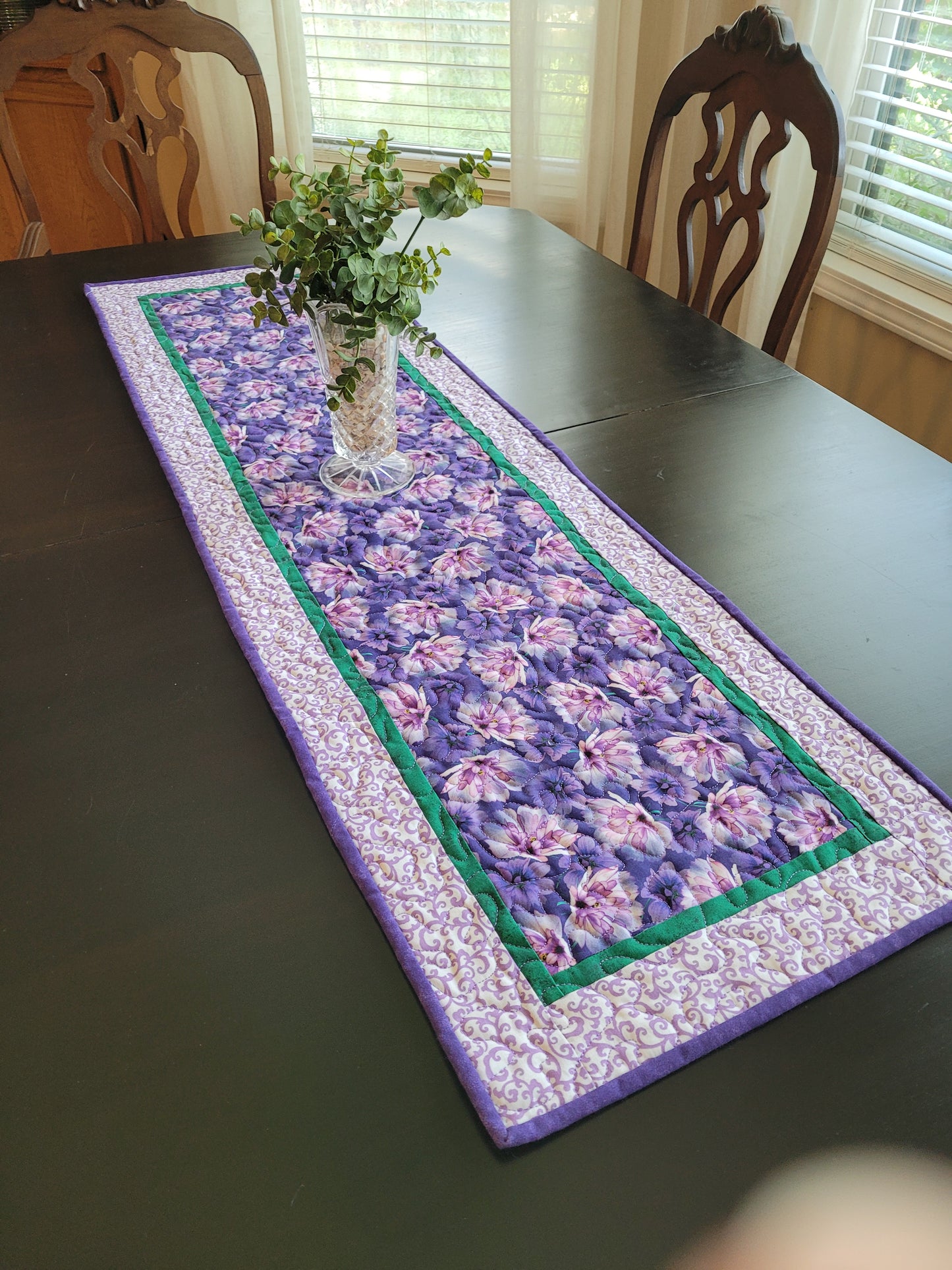 Handmade Purple Floral Table Runner