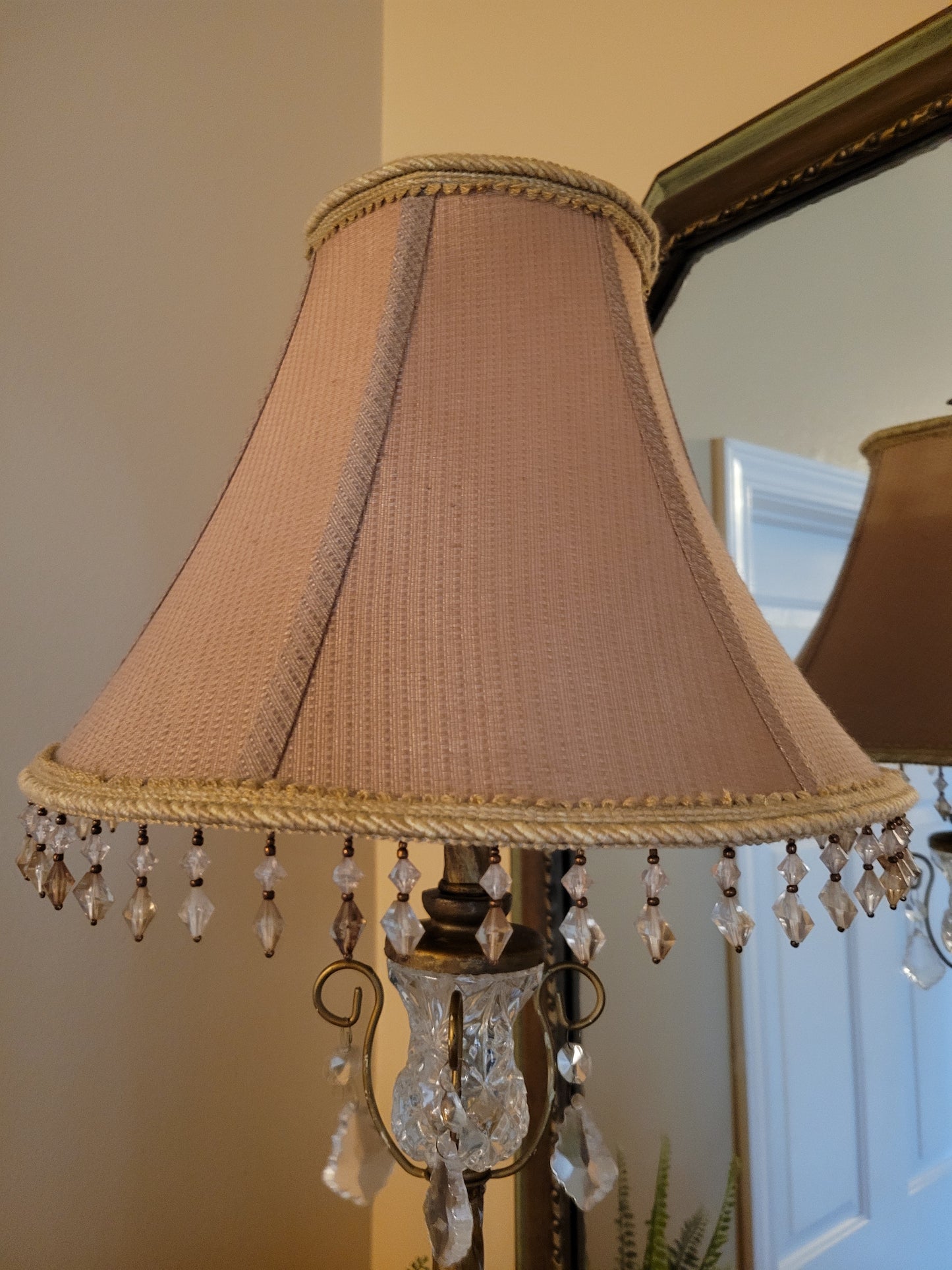 Vintage Candlestick Lamp with Crystal Details