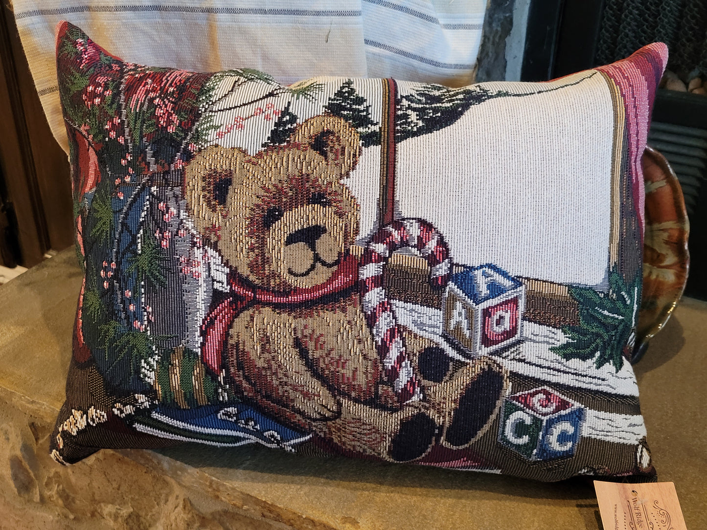 Vintage Teddy Bear Christmas Pillow