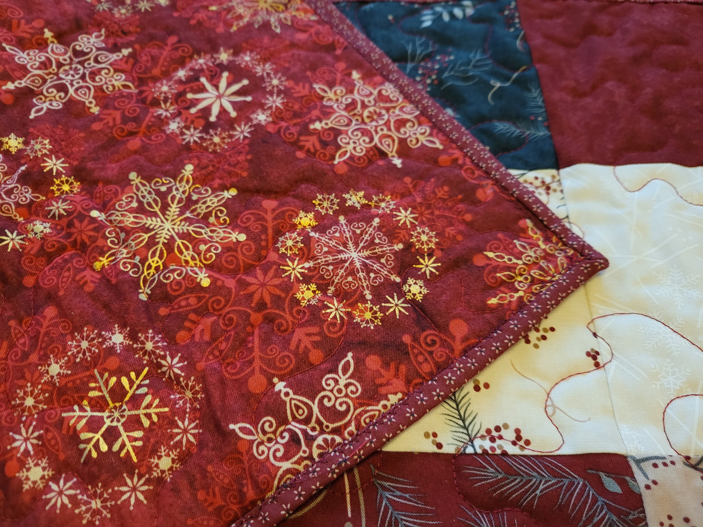 Cranberry and Cream Christmas Table Runner