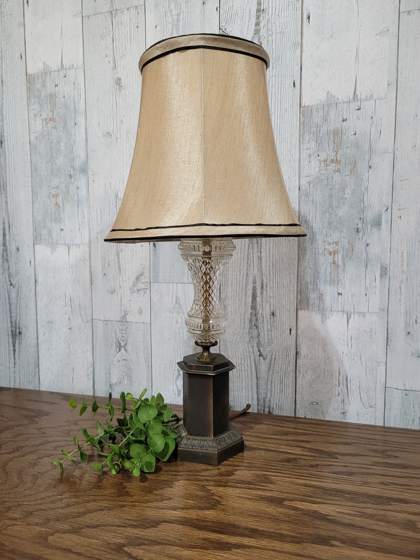 Vintage Brass and Crystal Lamp