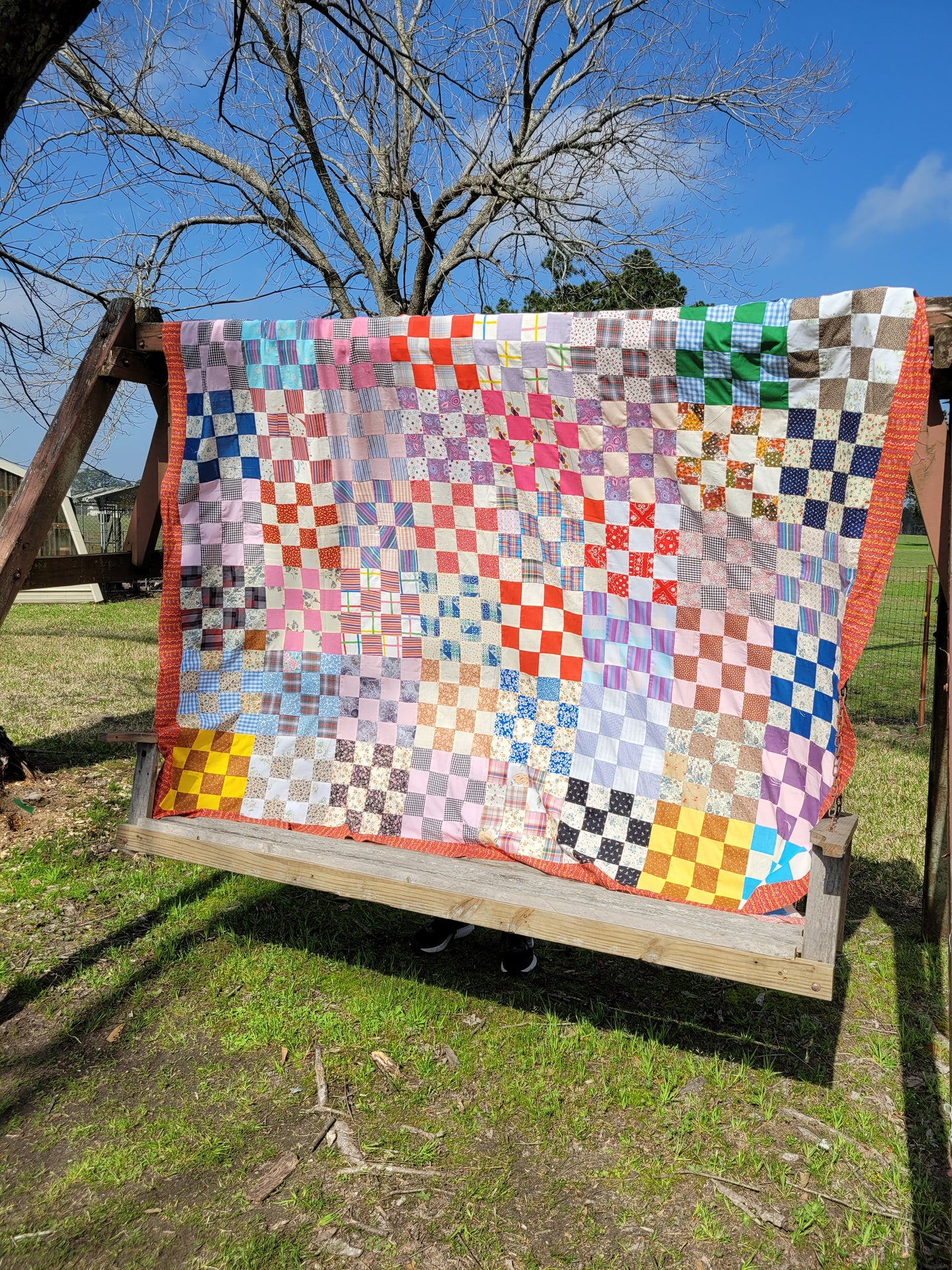 Vintage 16-Patch Quilt Top