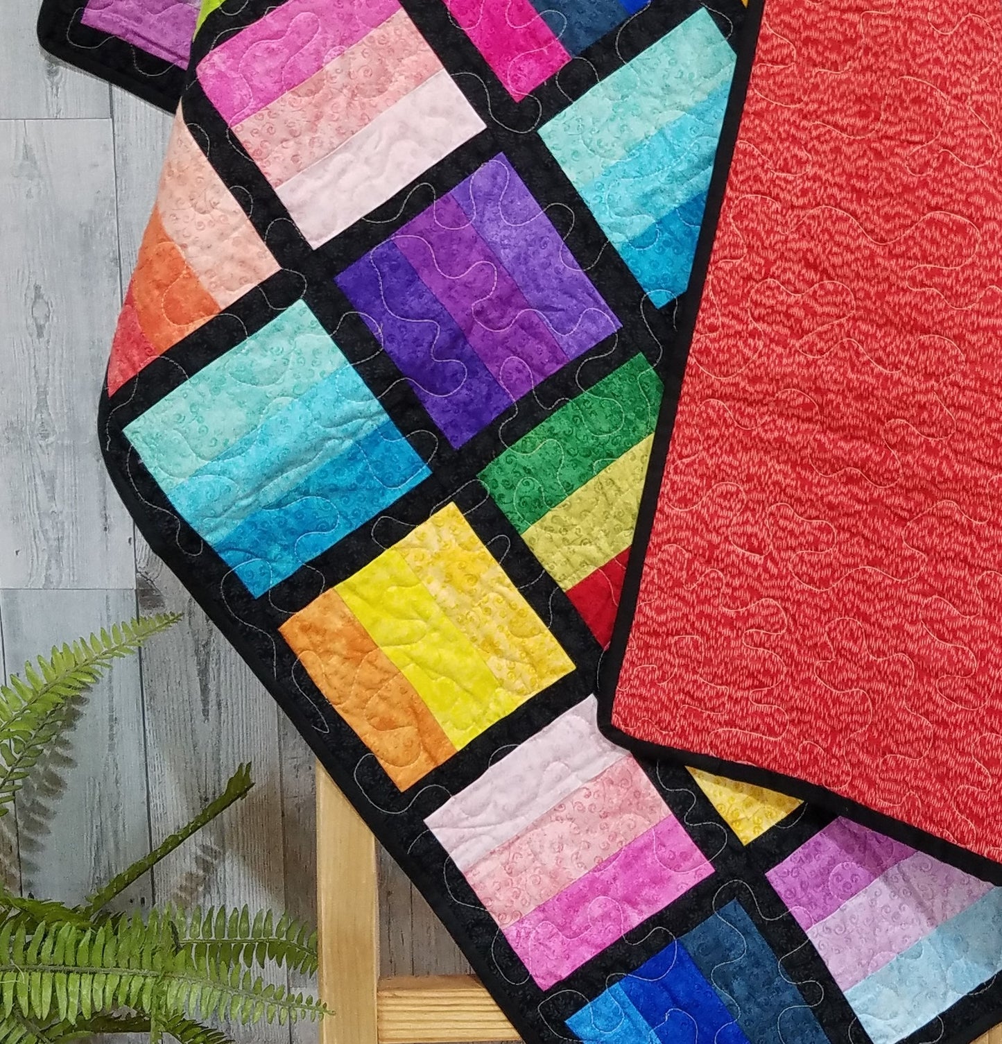 New! Stained Glass Quilted Throw