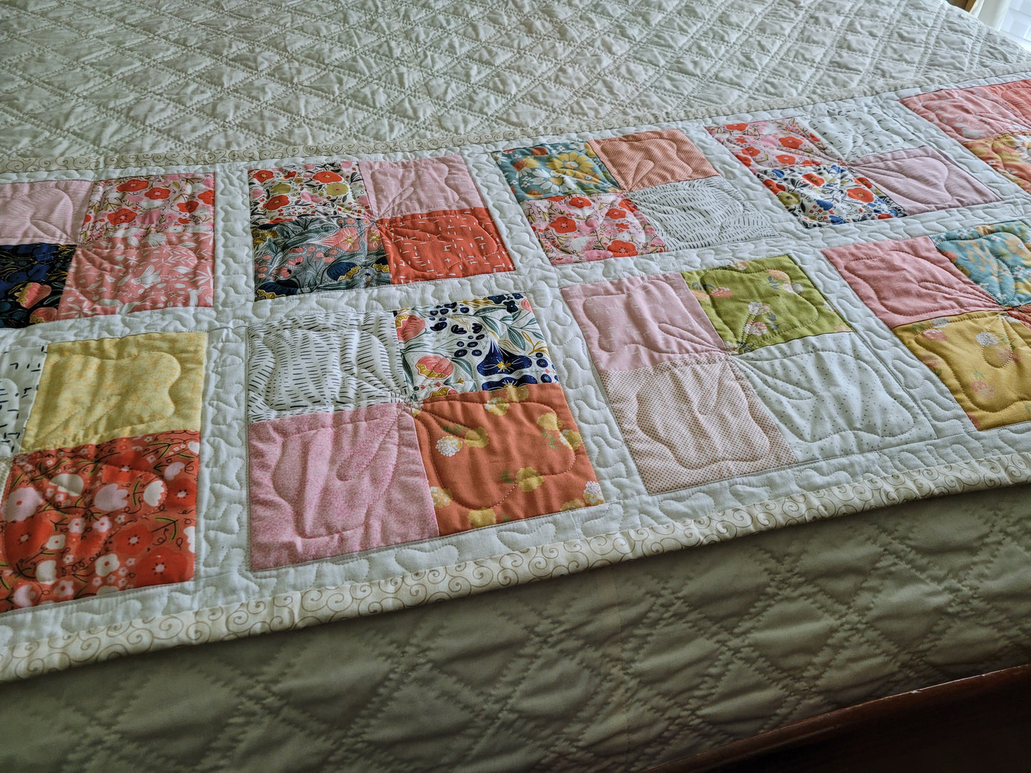 Soft Floral Quilted Bed Scarf