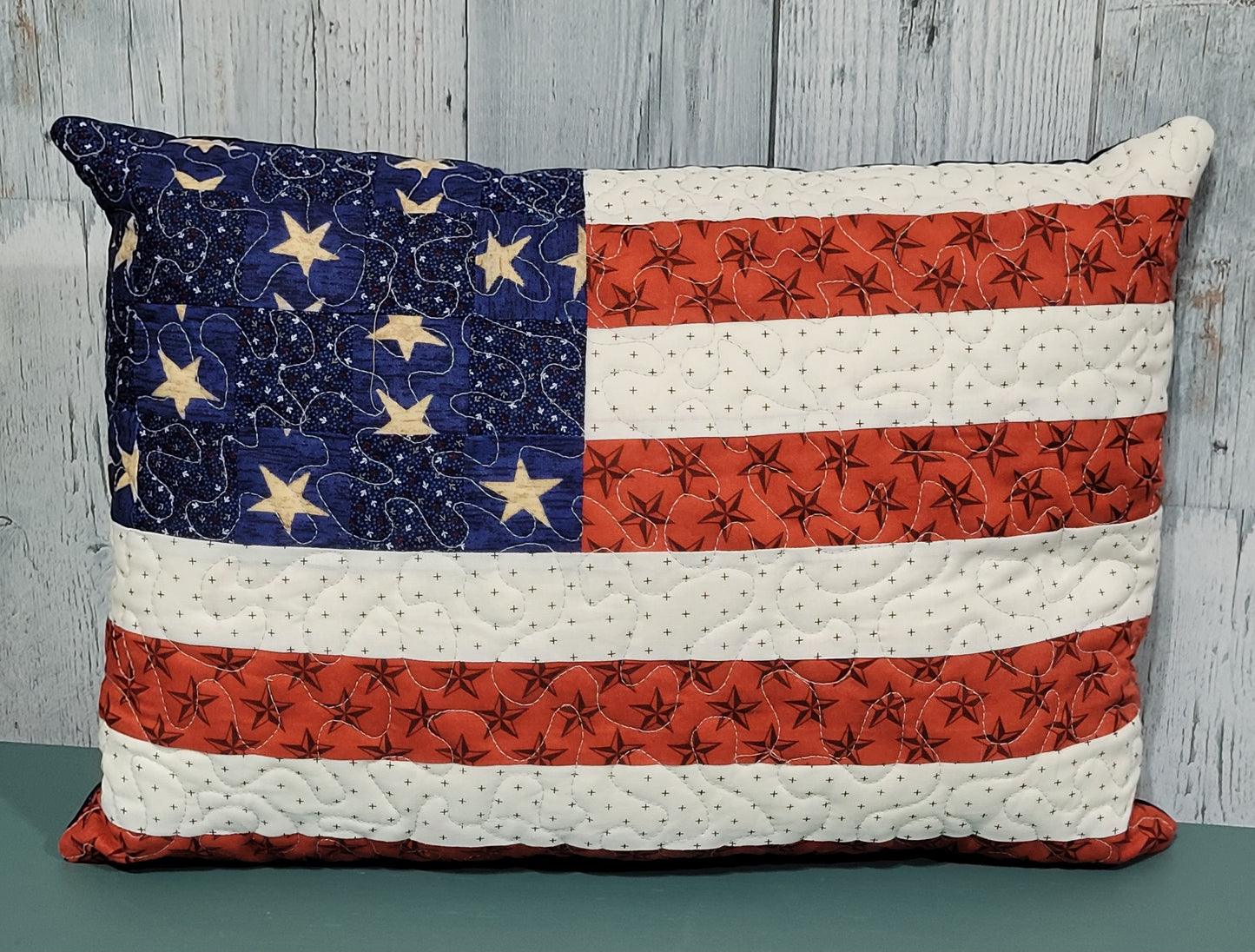 Quilted Flag Throw Pillow