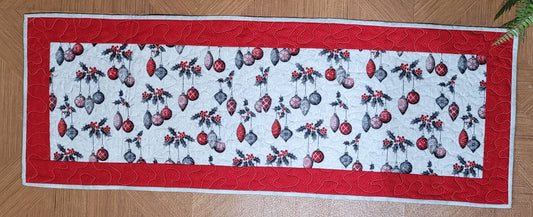 Red and Silver Christmas Table Runner