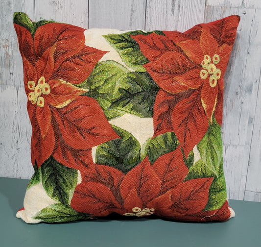 Poinsettia Tapestry Throw Pillow