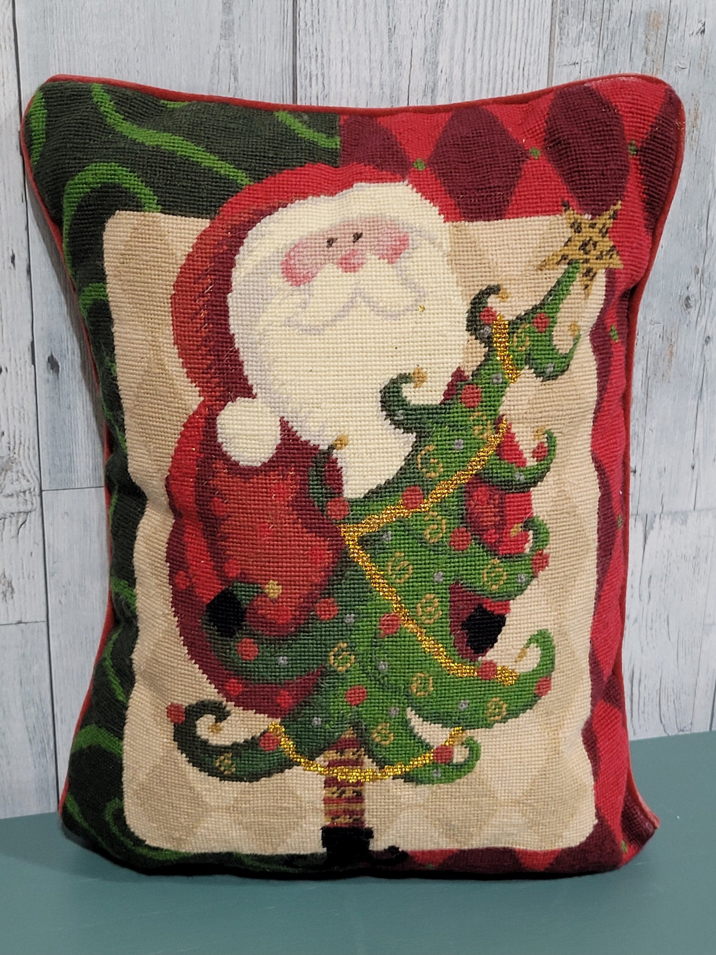 Vintage Tapestry Santa Throw Pillow