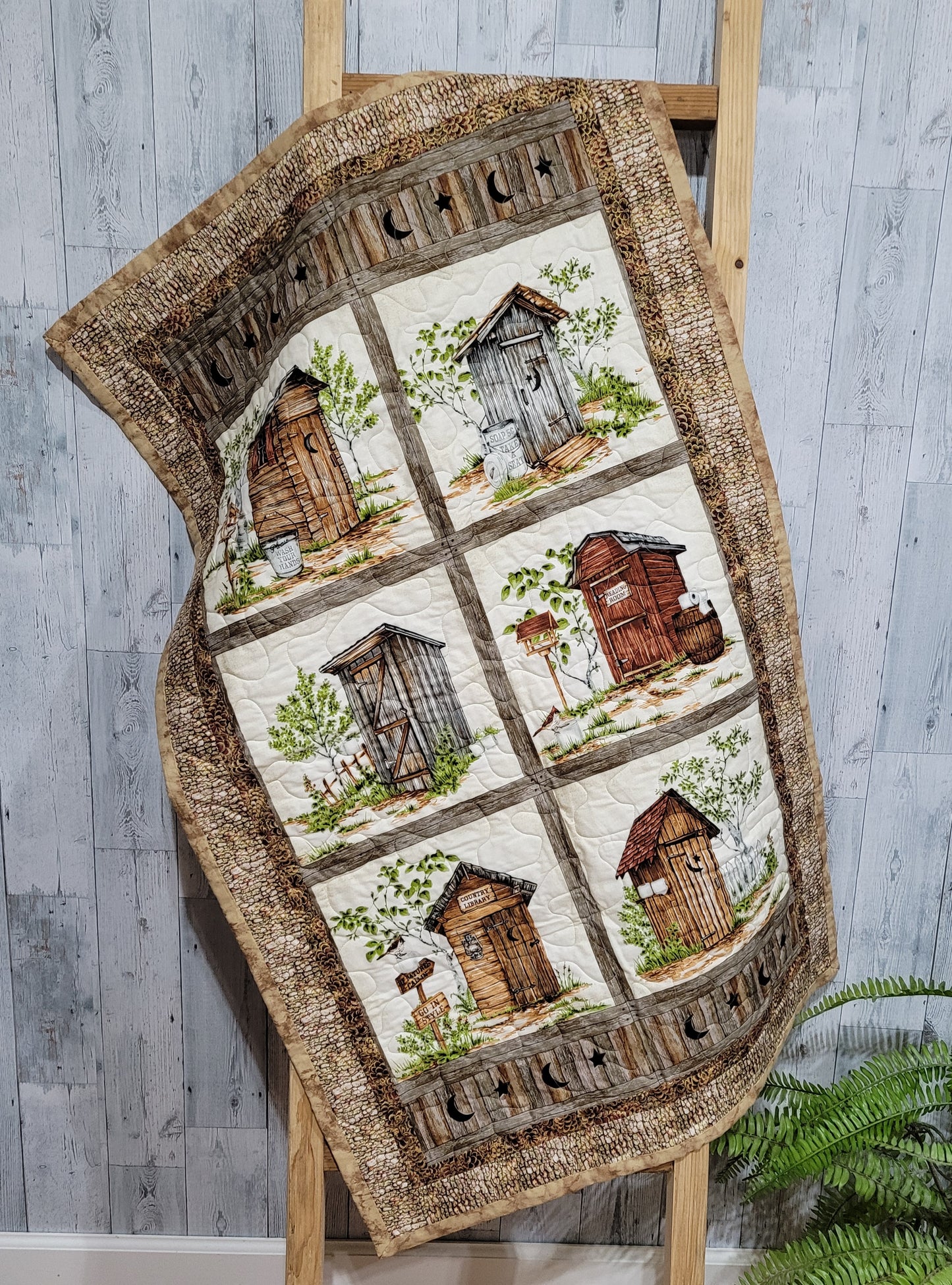 Outhouse Themed Quilted Sofa Throw