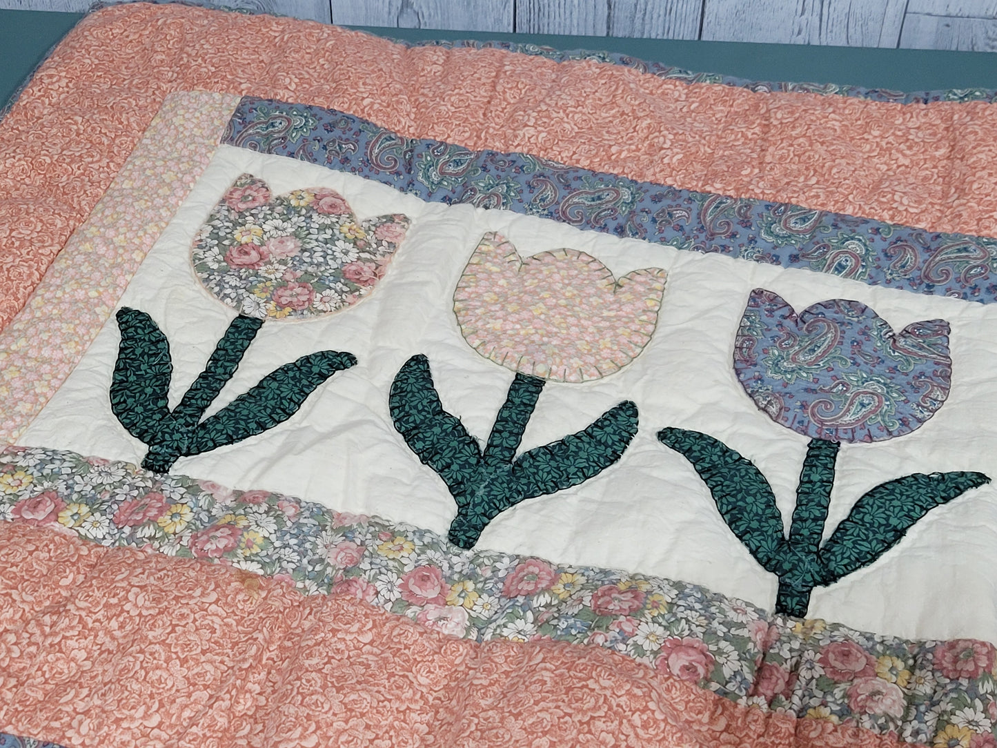 Vintage Hand-Quilted Tulips