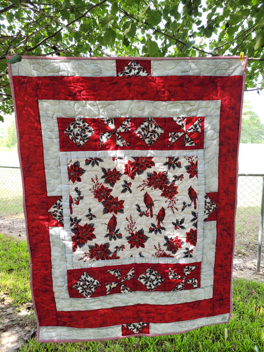 Christmas Cardinals Quilted Sofa Throw