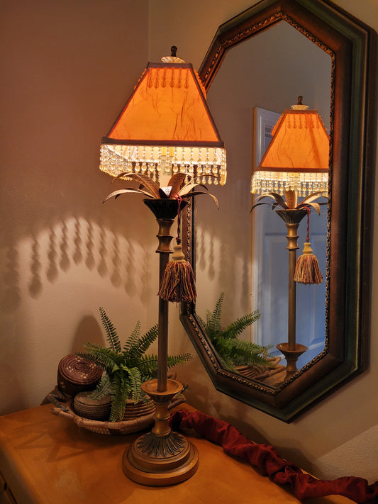 Candlestick Lamp with Metal Accents