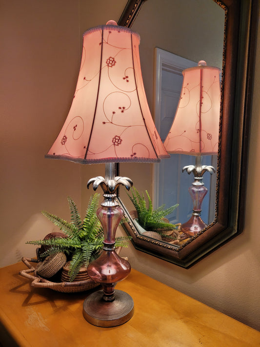 Vintage Pink Glass Table Lamp