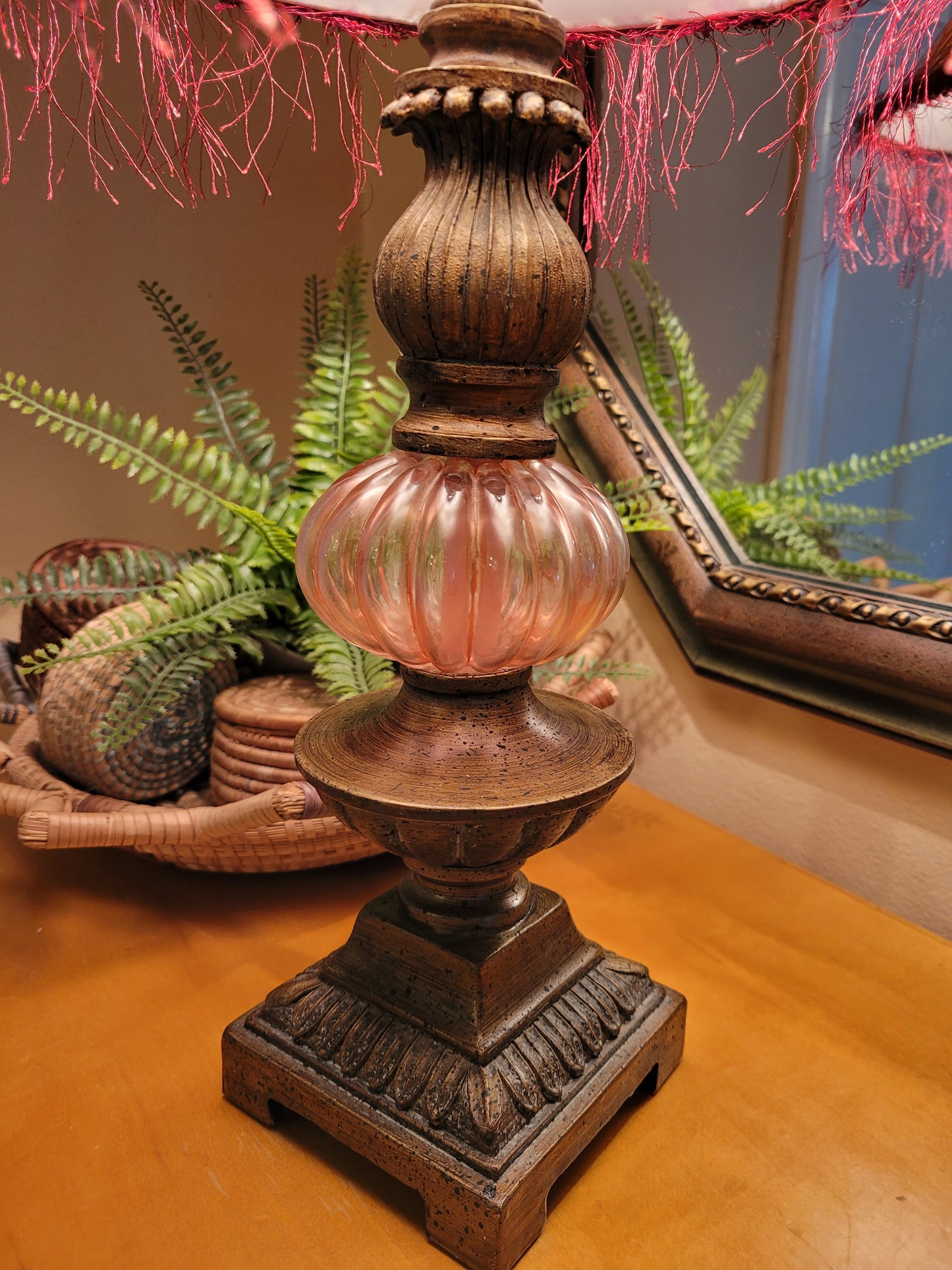 Vintage Lamp with Glass Orb Accent