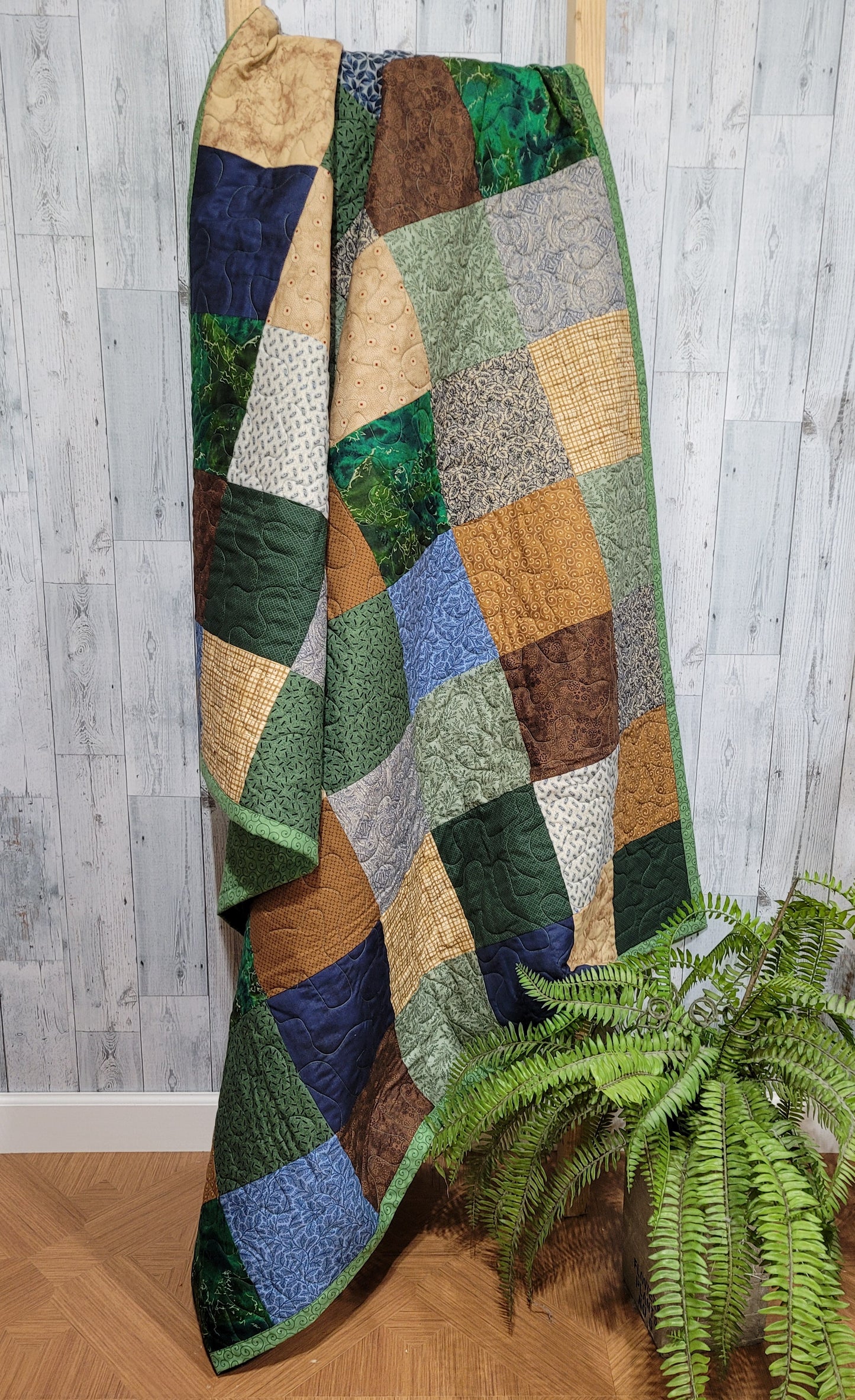 Handmade Patchwork Quilted Throw Blanket