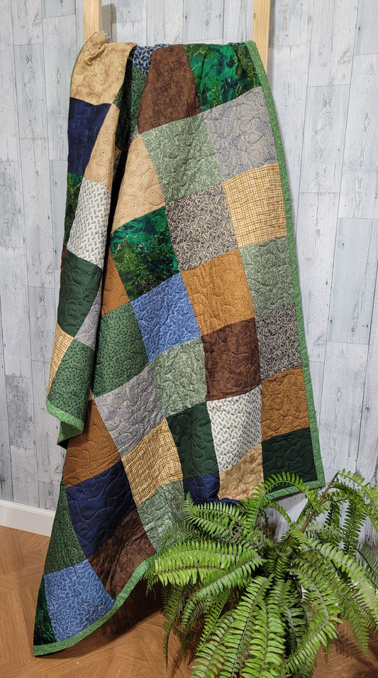 Handmade Patchwork Quilted Throw Blanket