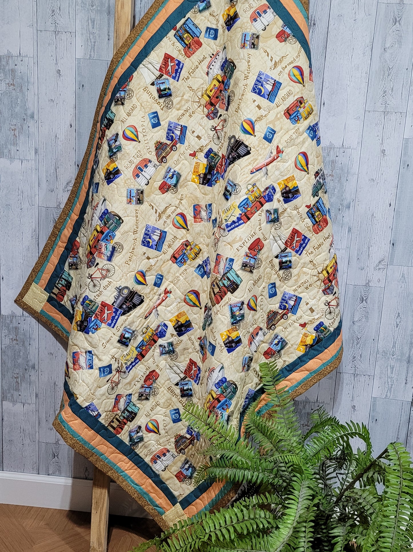 Handmade Travel Theme Children's Quilt