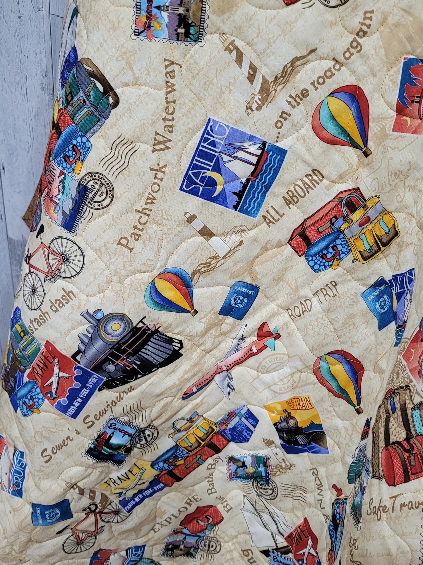 Handmade Travel Theme Children's Quilt