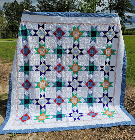 Vintage Hand-Quilted Star Quilt