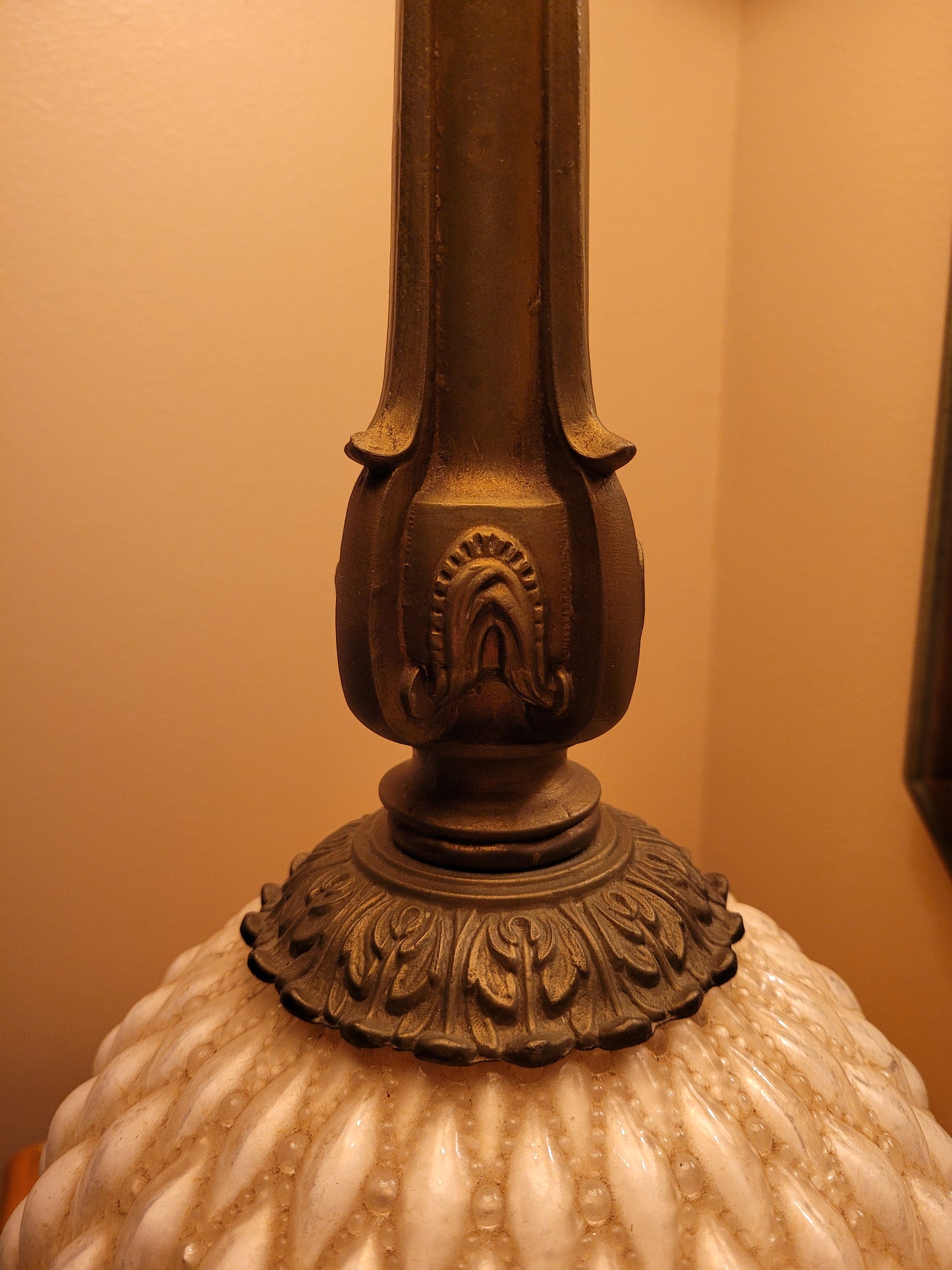 Vintage Glass and Brass Console Lamp