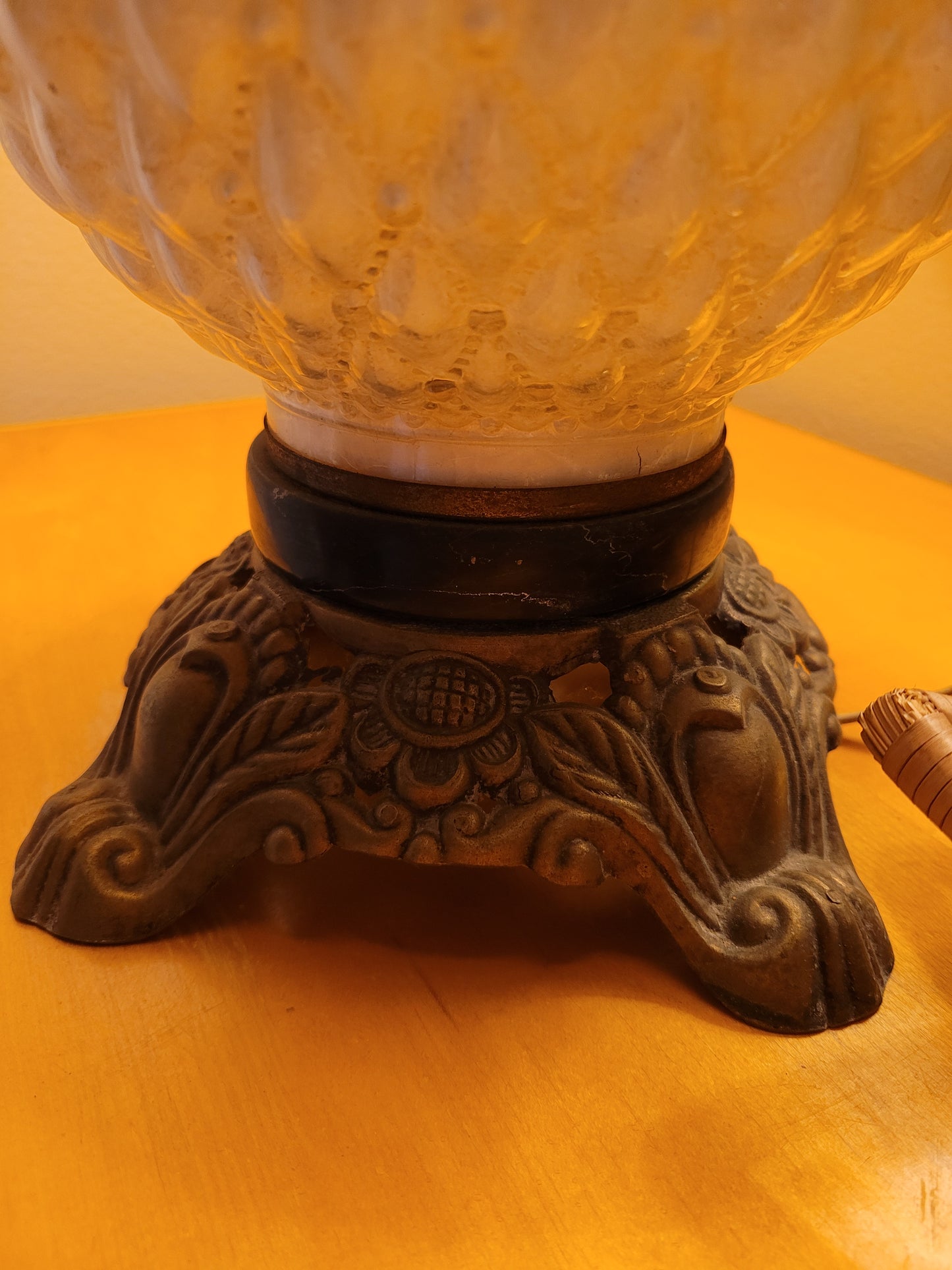 Vintage Glass and Brass Console Lamp