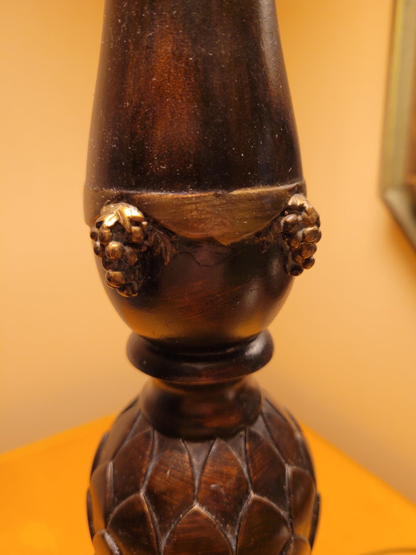 Cast Pedestal Lamp with Fringed Shade