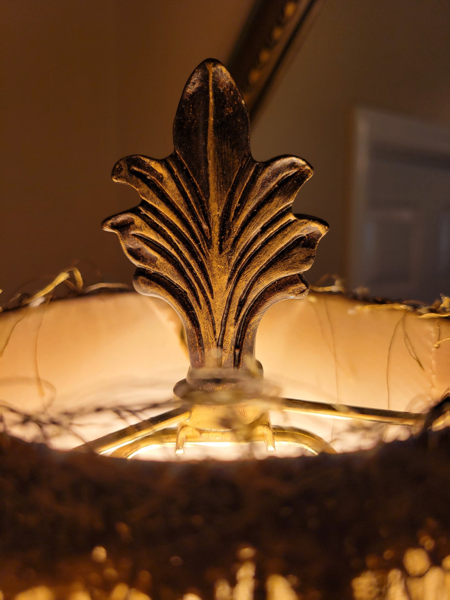 Vintage Candlestick Lamp with Fringed Shade