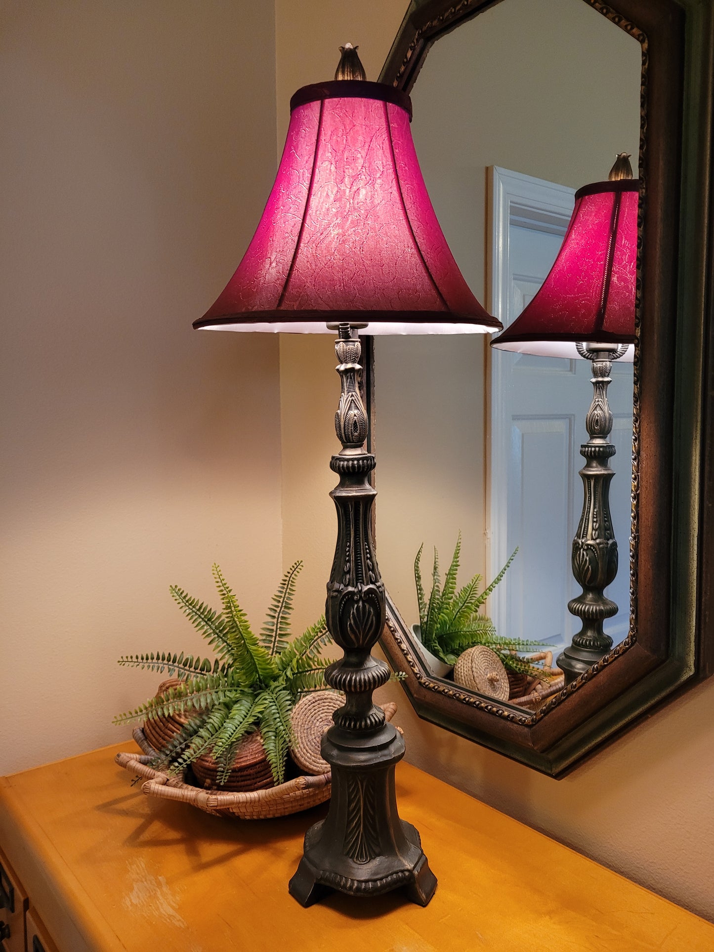 Vintage Cast Metal Candlestick Lamp