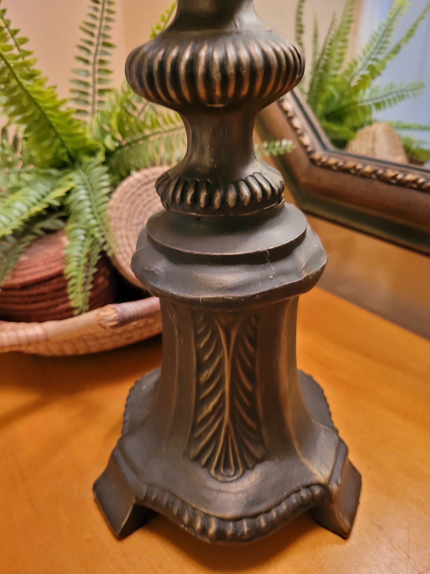 Vintage Cast Metal Candlestick Lamp
