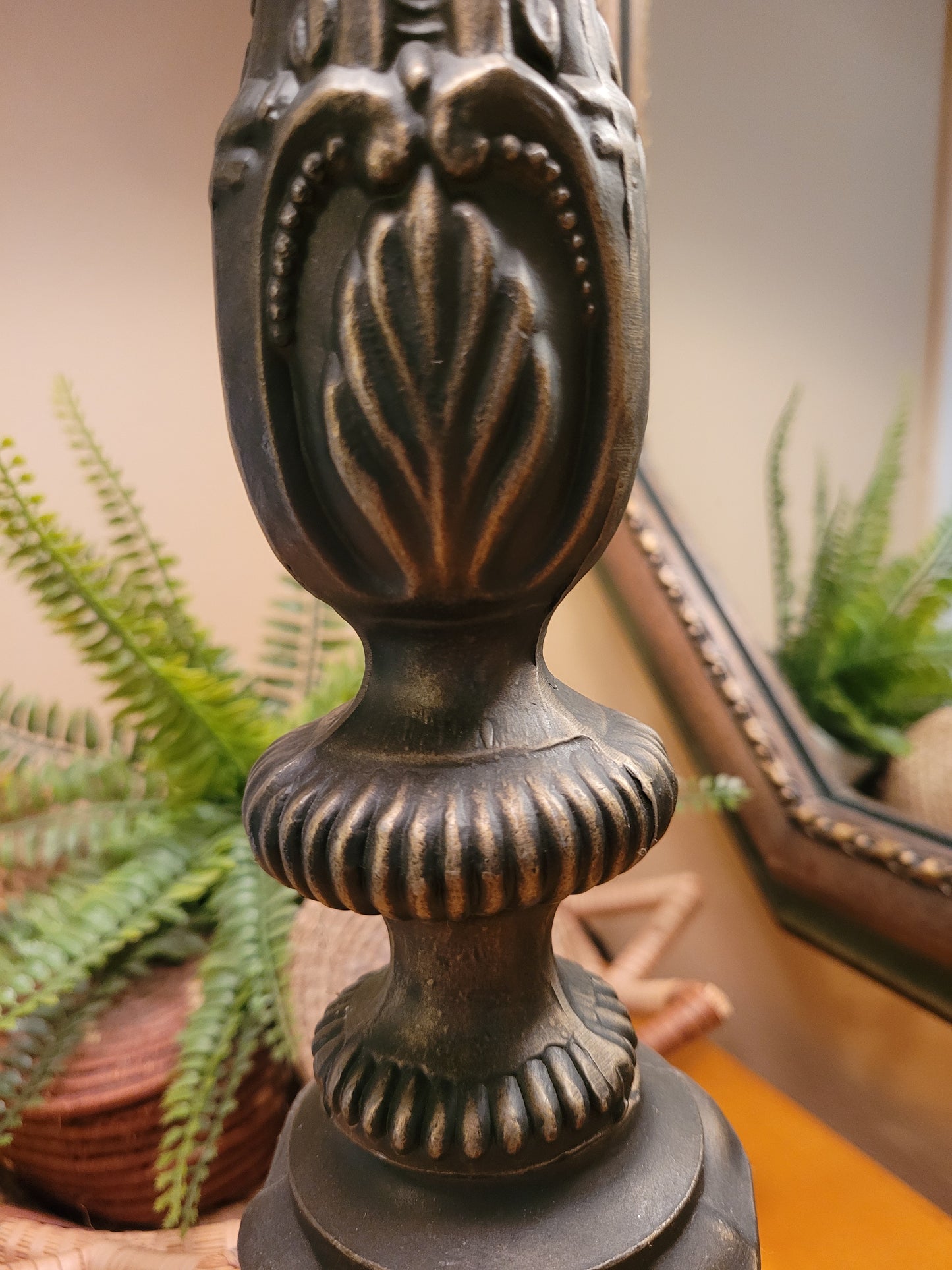 Vintage Cast Metal Candlestick Lamp