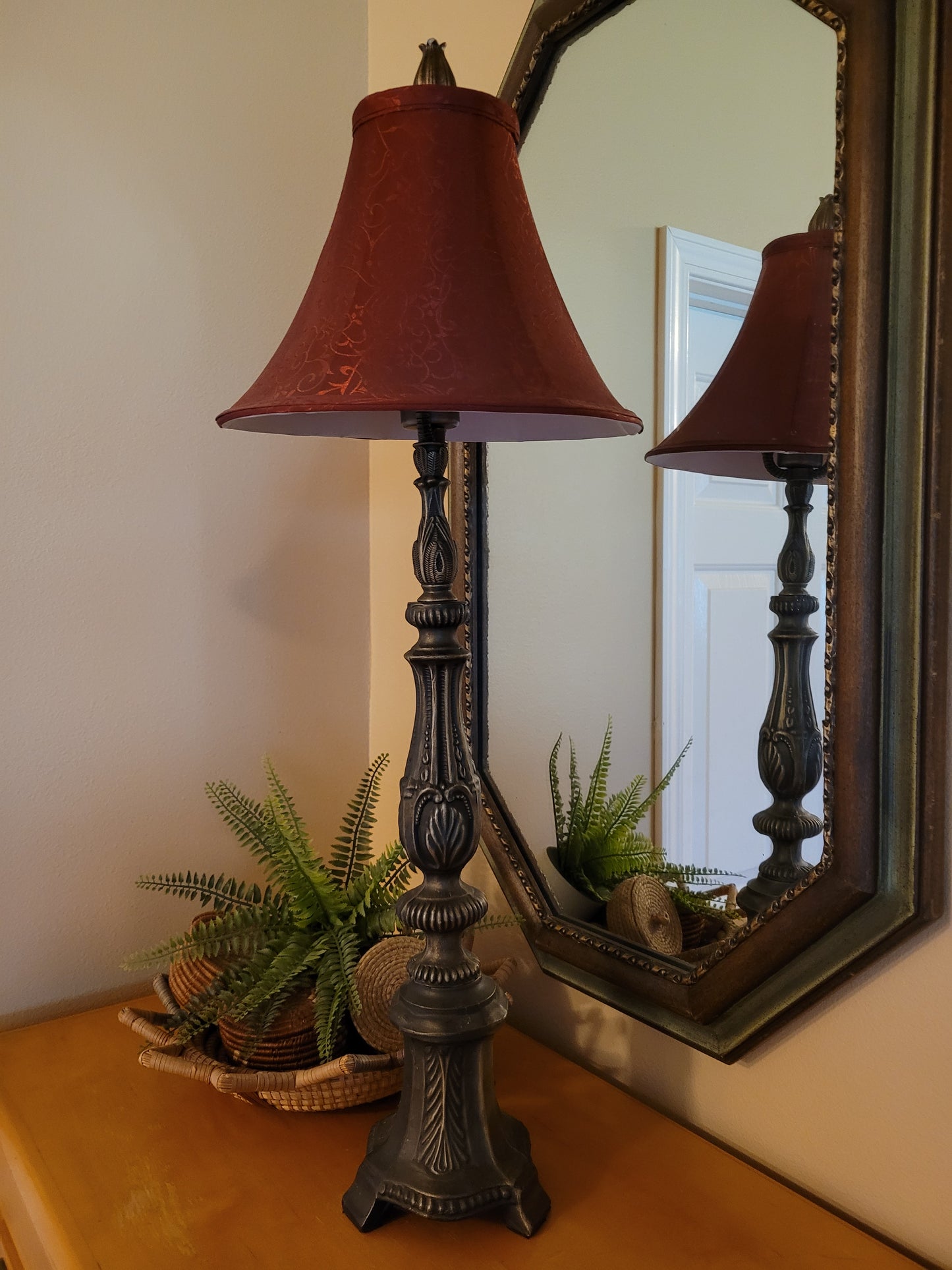 Vintage Cast Metal Candlestick Lamp