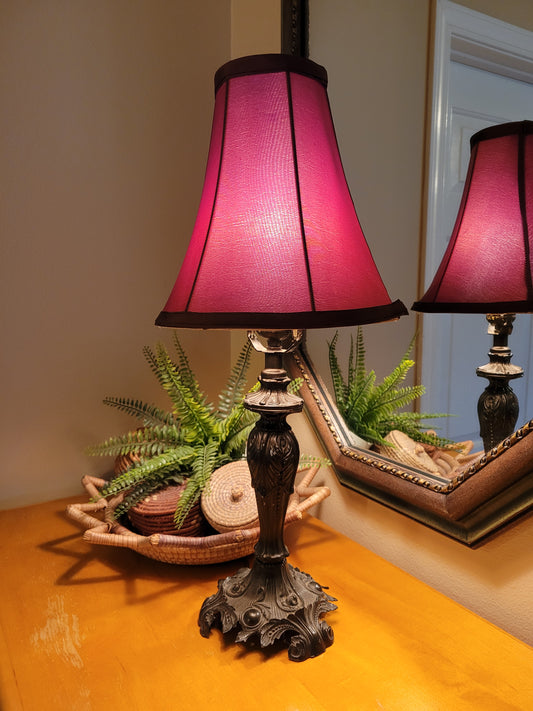 Vintage Cast Metal Lamp with Empire Shade