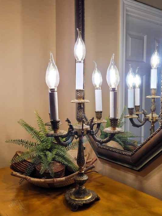 Vintage Brass Candelabra Lamp