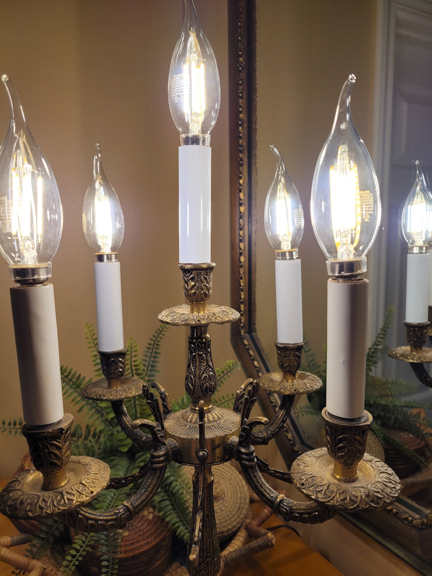 Vintage Brass Candelabra Lamp