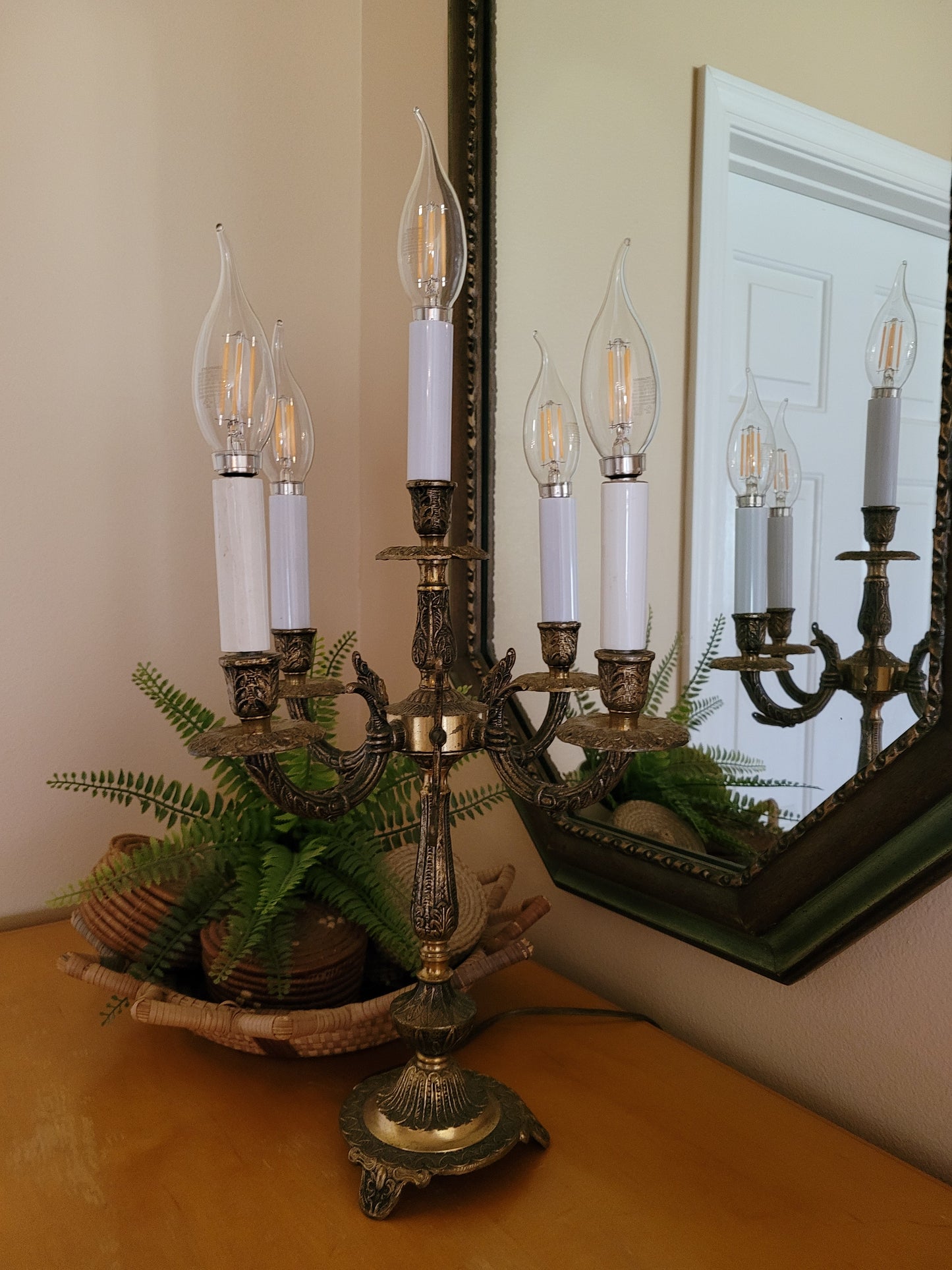 Vintage Brass Candelabra Lamp
