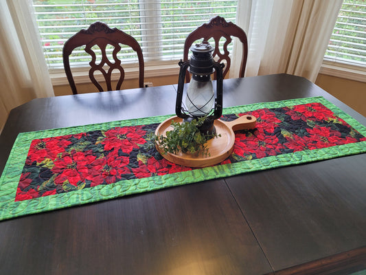 Handmade Poinsettia Table Runner