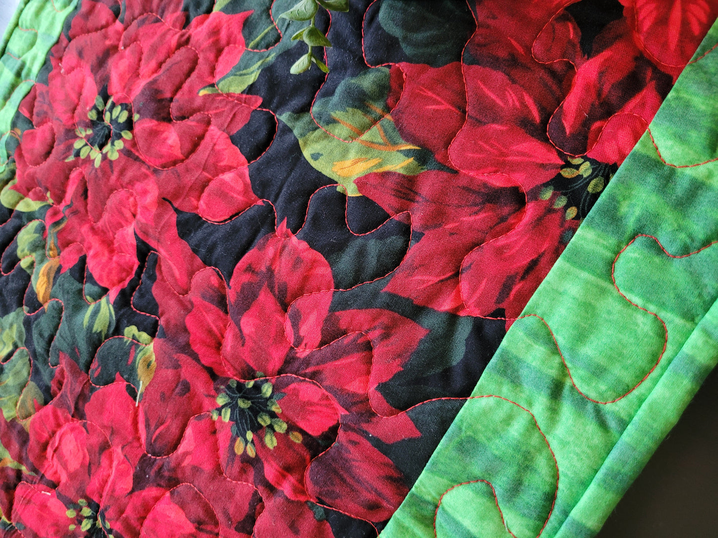 Handmade Poinsettia Table Runner