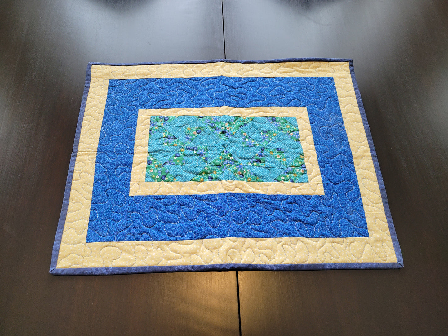Handmade Blue & Yellow Table Topper