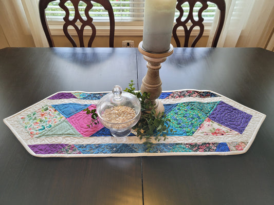 Handmade Table Runner with Lovely Rose Quilting